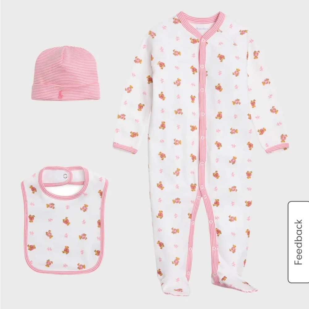 Ralph Lauren Baby Gift Set - White and Pink Floral